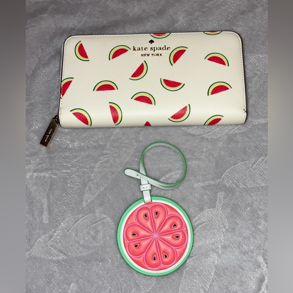 Kate Spade Staci Watermelon Party Large Continental Saffiano Wallet & Bag Charm